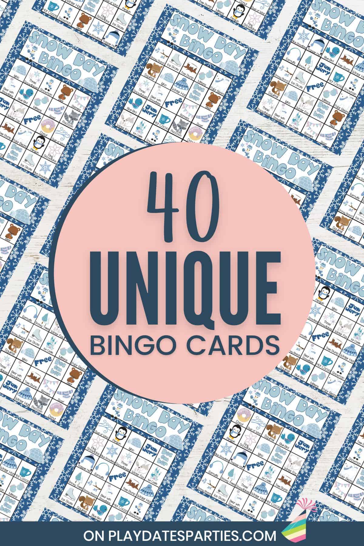 Printable Winter Snow Day Bingo Cards - Full Size