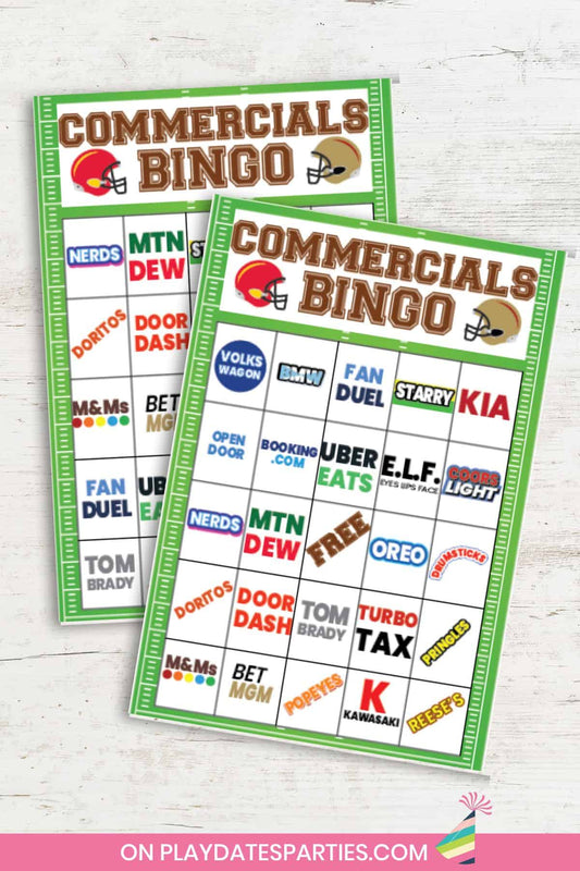 Game Day Commercials Bingo (updated for 2024!)