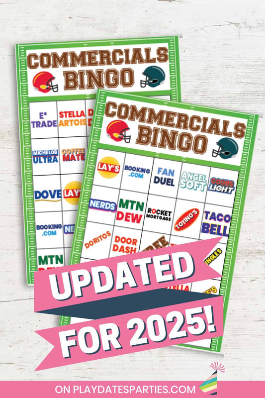 Game Day Commercials Bingo (updated for 2025!)