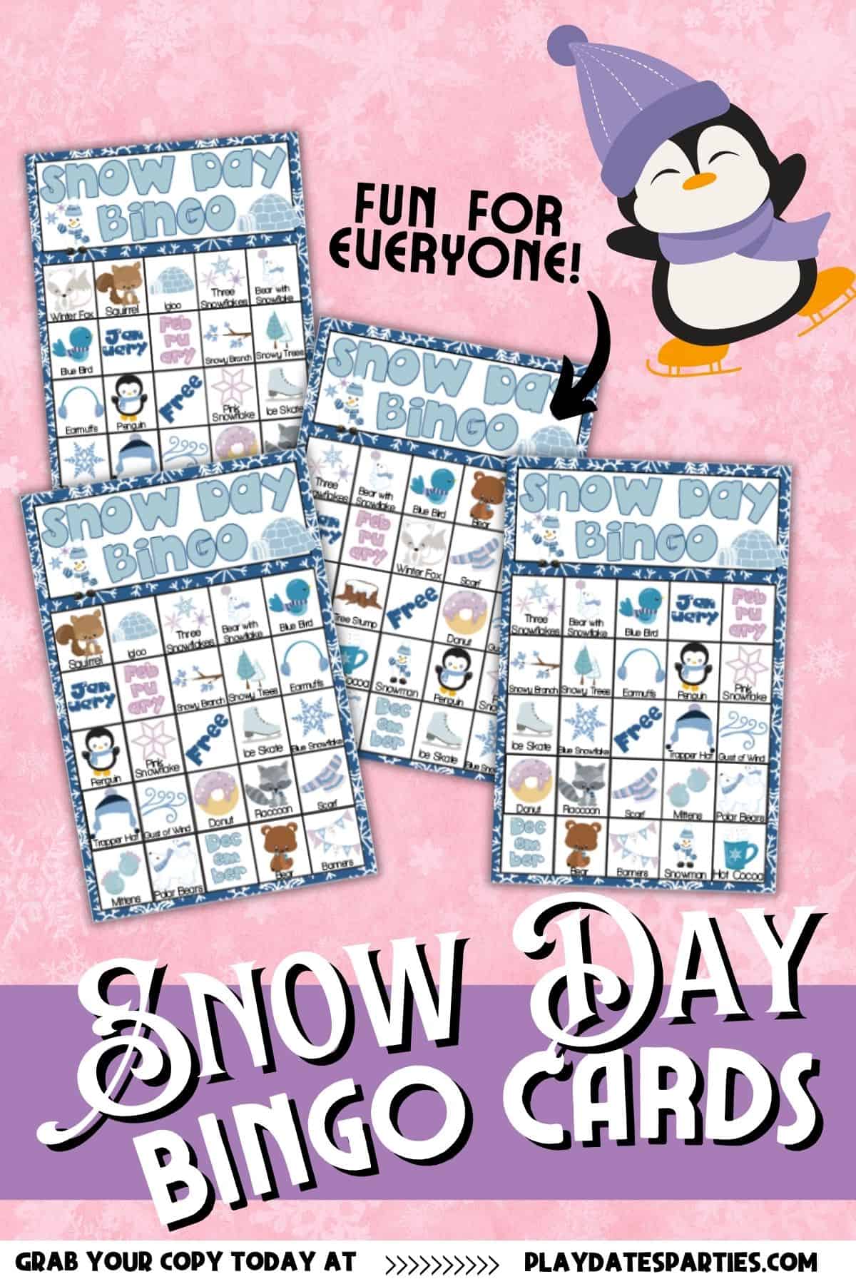 Printable Winter Snow Day Bingo Cards