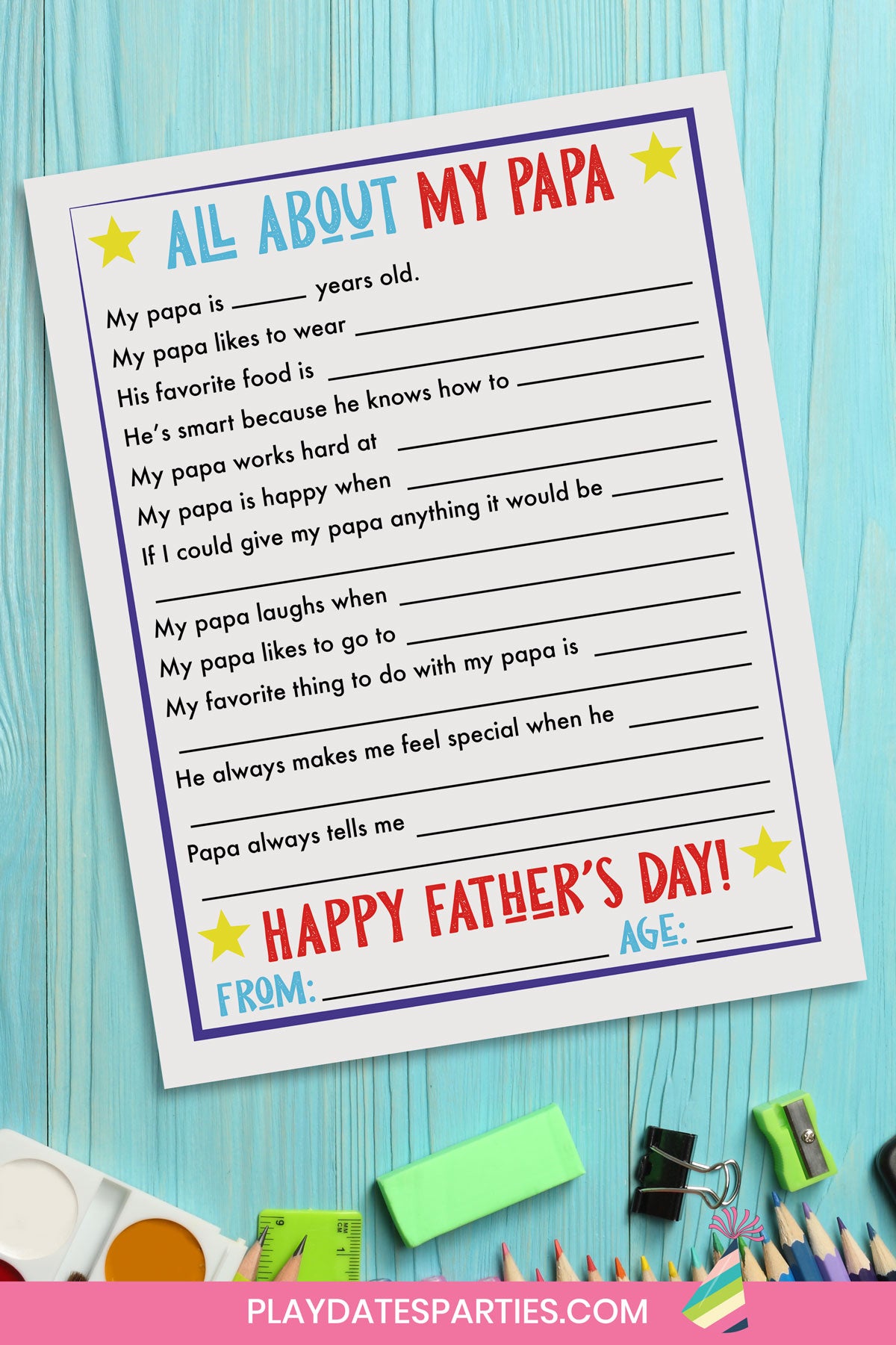 Father's Day All bajos About My for All About My Papa Free Printable