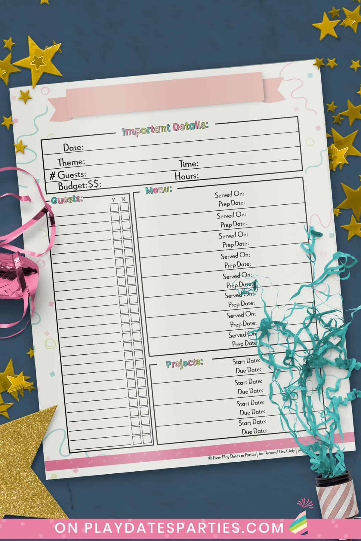 Birthday Planner Snapshot Page