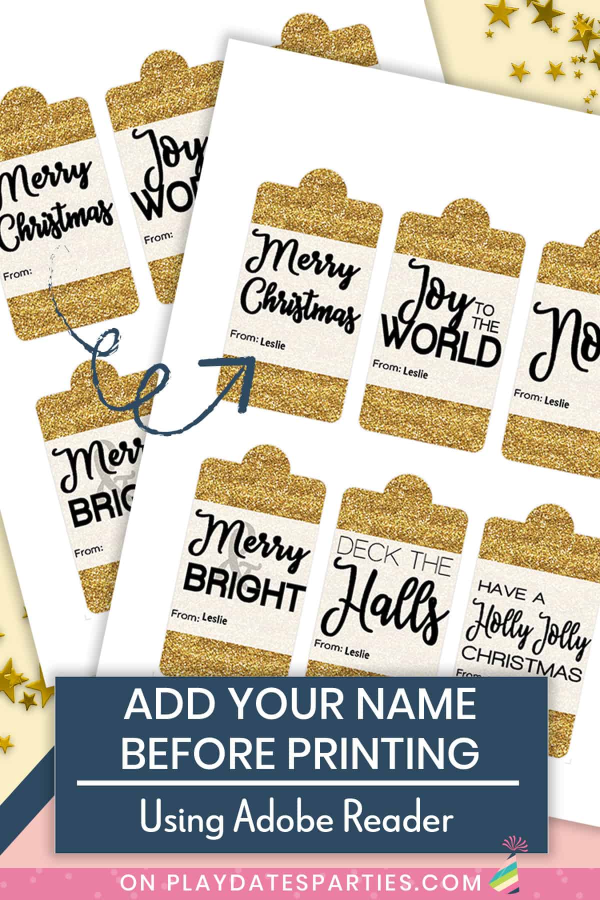 Printable Christmas Gift Tags - Gold and Silver Glitter