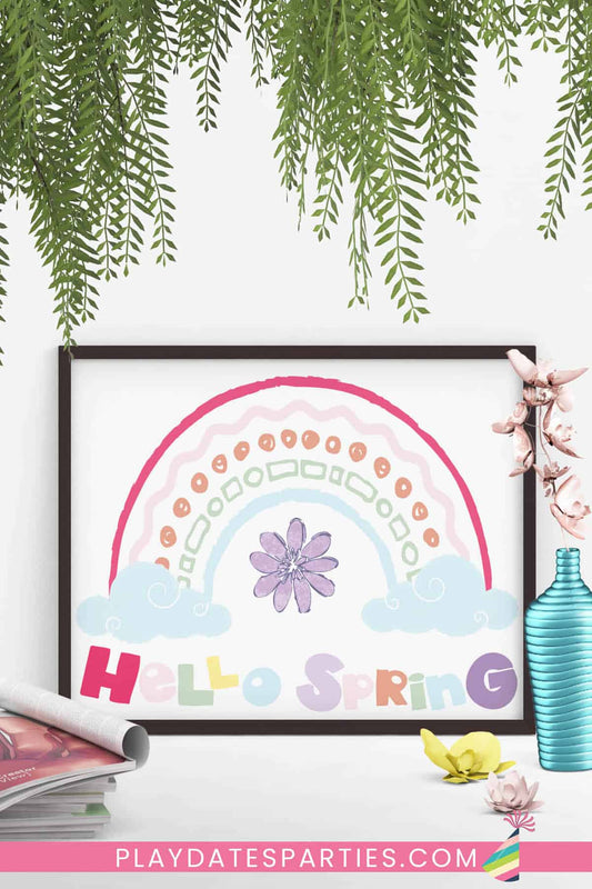 Hello Spring Rainbow Art Print