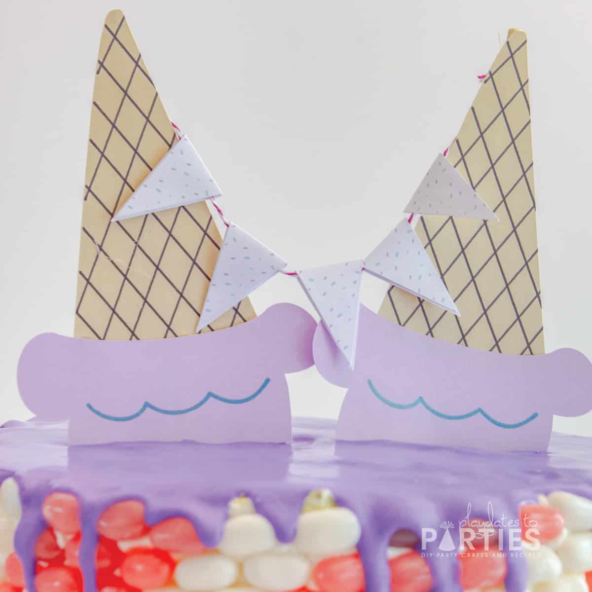 Melted Ice Cream Cone Cake Topper (SVG + Printable)
