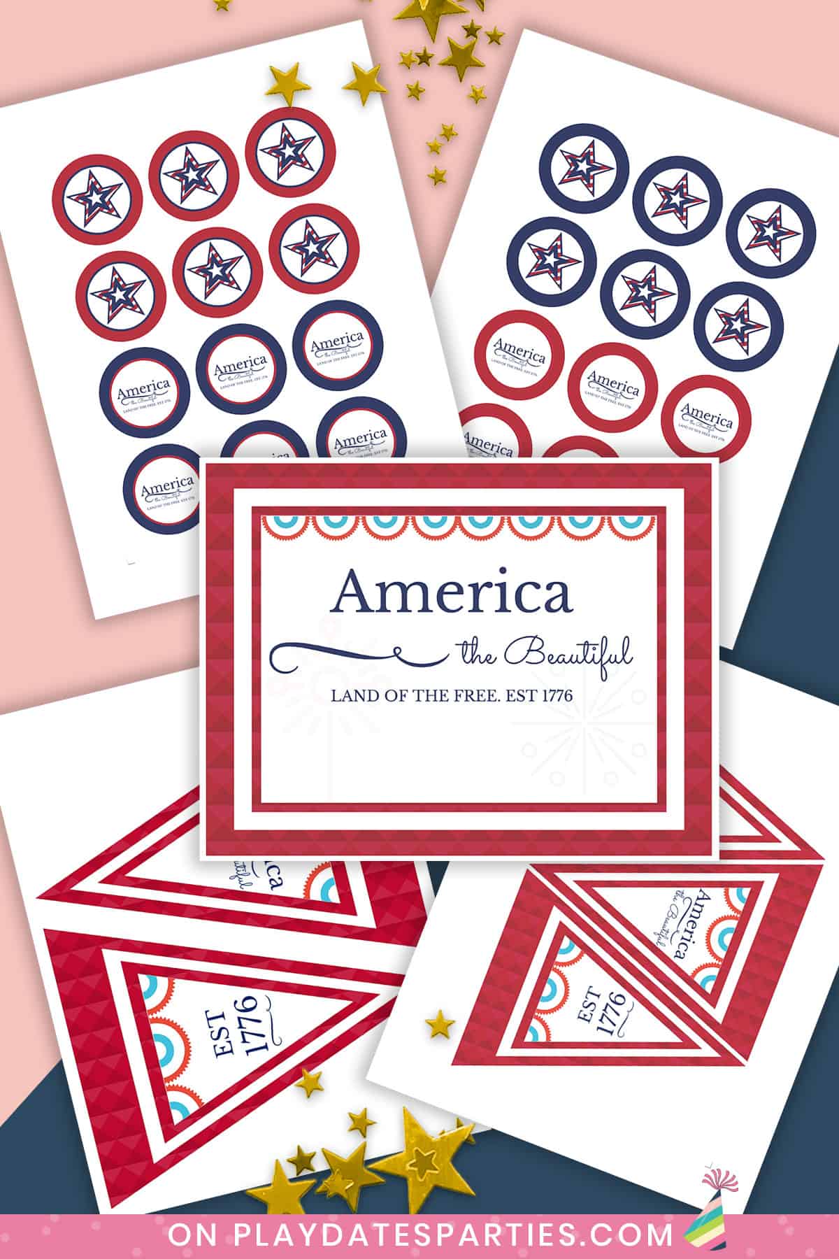 America the Beautiful July 4th Party Printables (Mini Package)