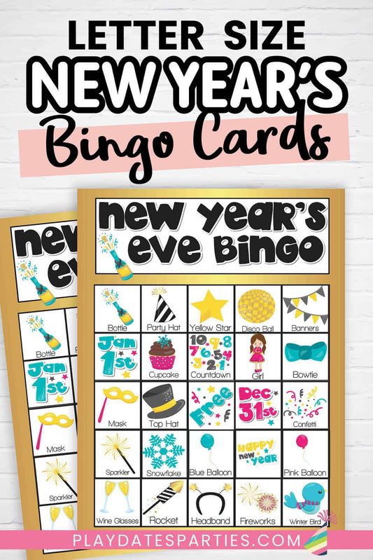 New Year's Eve Bingo Cards (Full Page Cards)