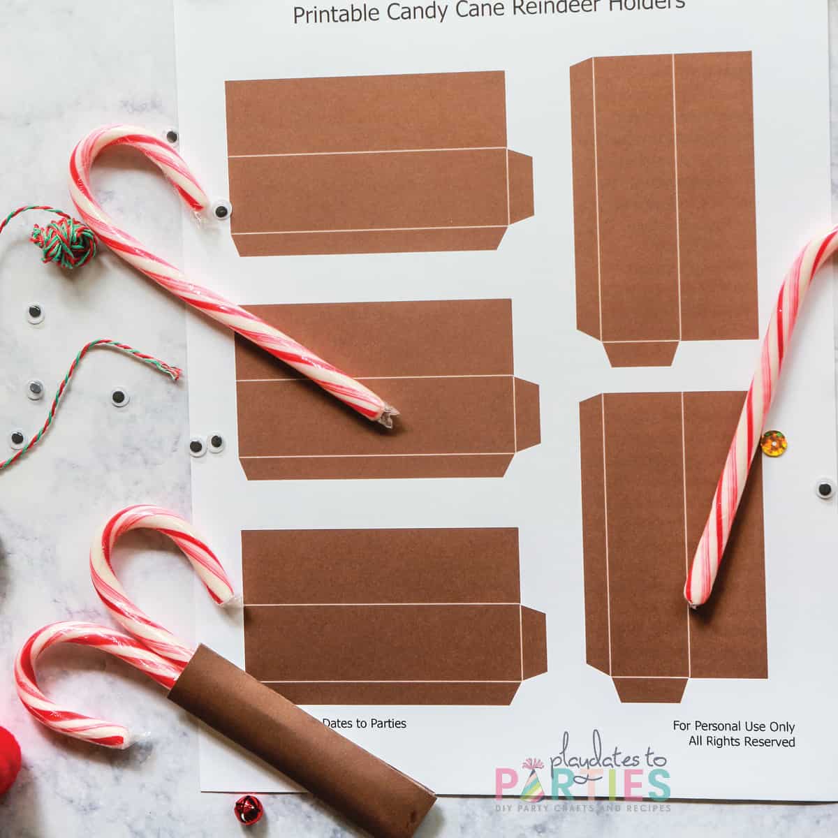 Candy Cane Reindeer Pocket