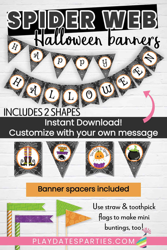 Spider Web Halloween Party Banners