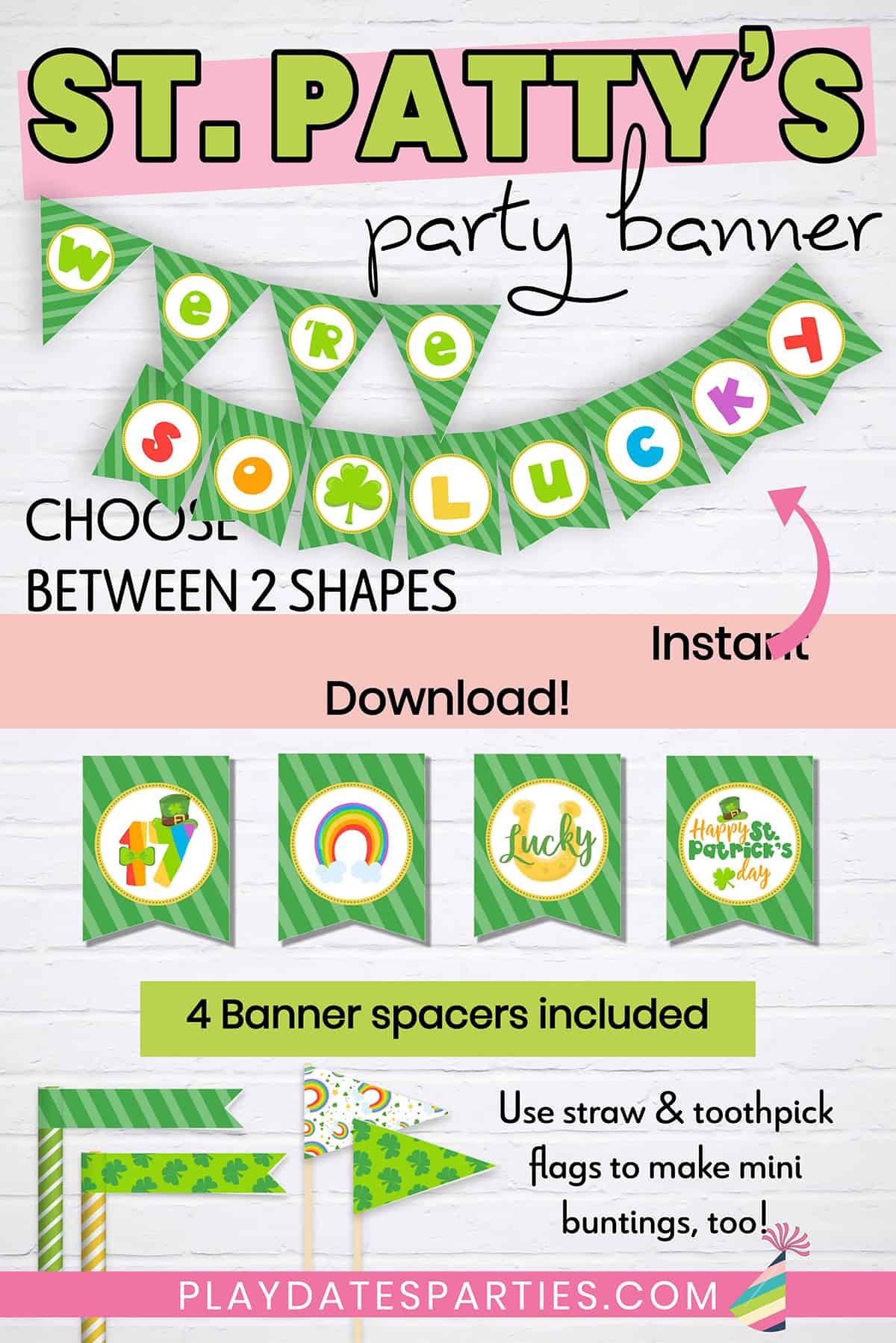 Green St. Patrick's Day Party Banner