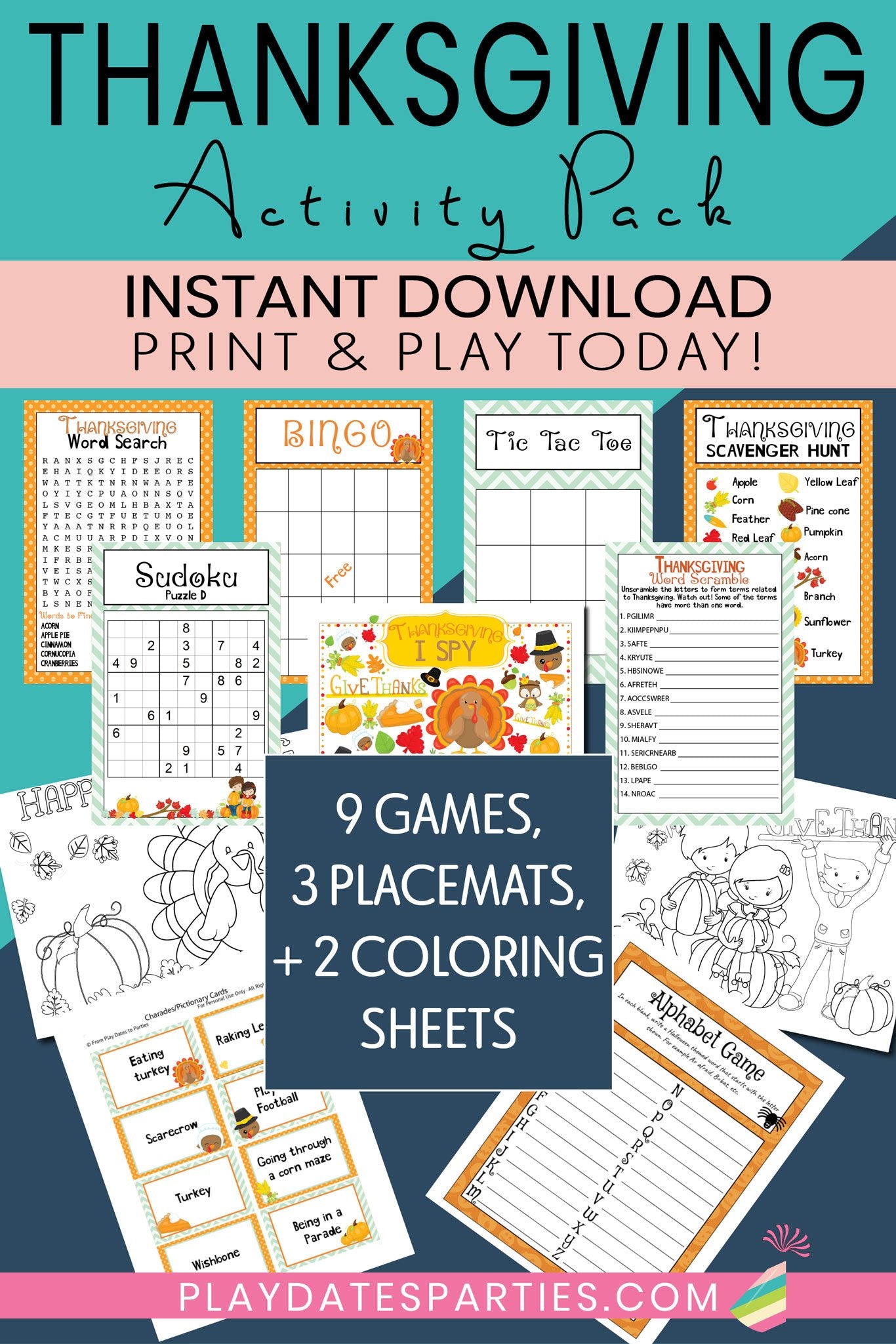 Thanksgiving Pictionary Printable Game for Families - Views From a