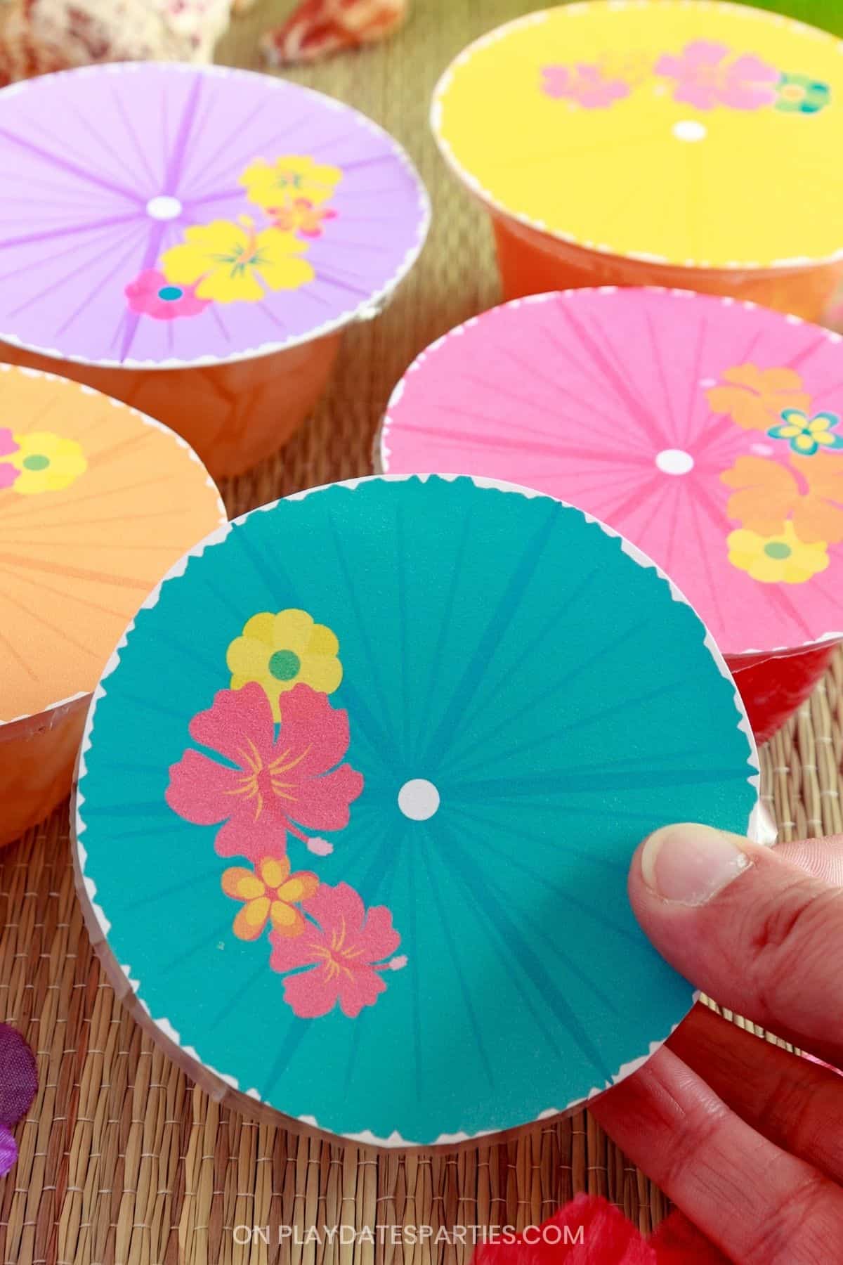 Tropical Umbrella Fruit Cup Labels