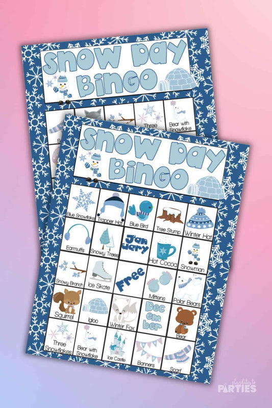 Printable Winter Snow Day Bingo Cards - Full Size
