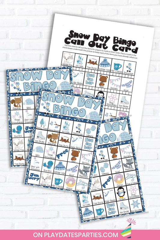 Printable Winter Snow Day Bingo Cards