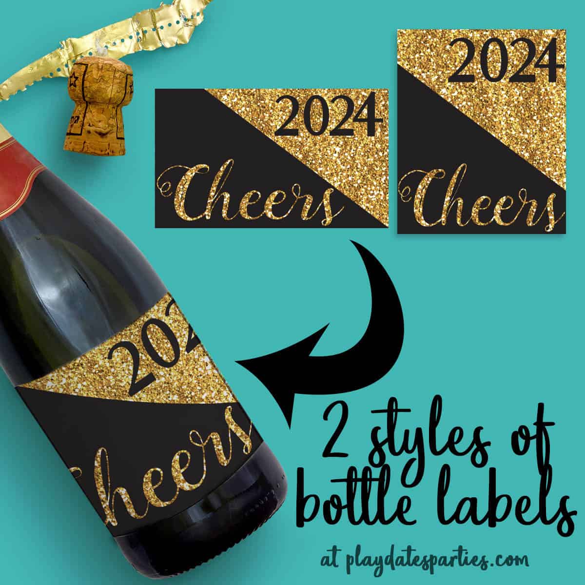 New Year's Eve Banners & Wine Bottle Labels (updated for 2024!)