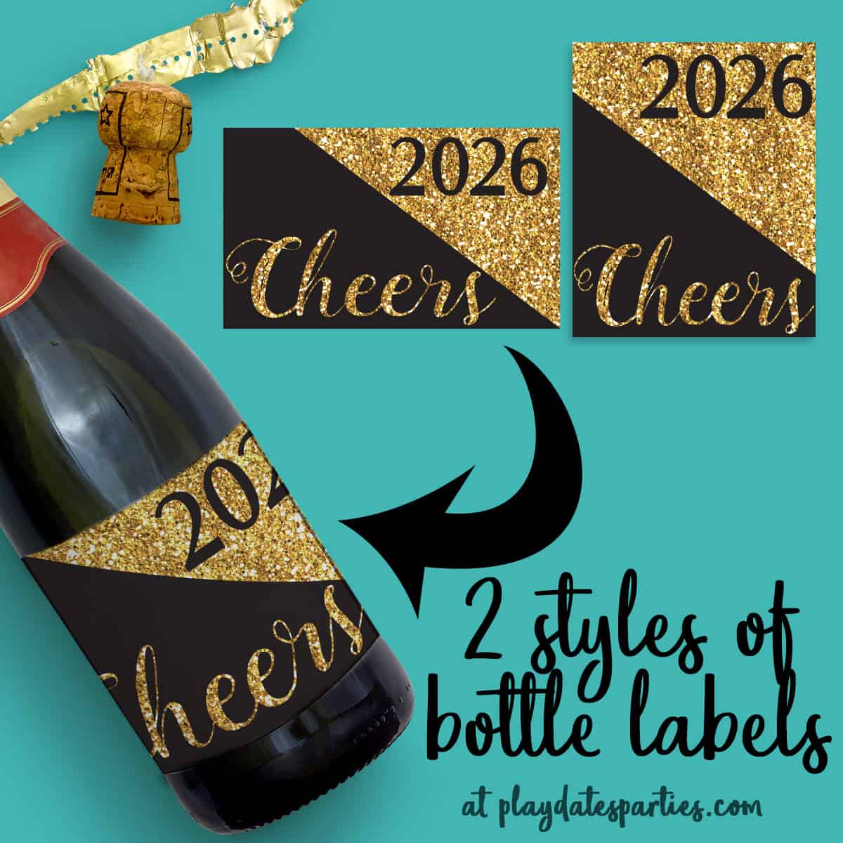 New Year's Eve Banners & Wine Bottle Labels (updated for 2026!)