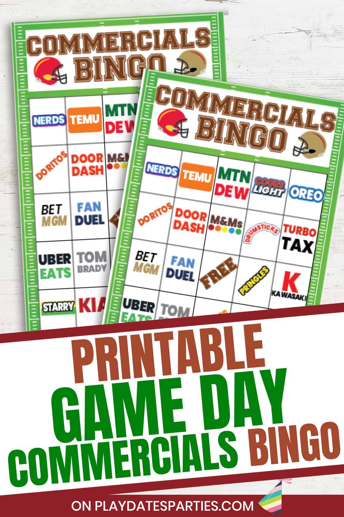 Game Day Commercials Bingo (updated for 2024!)