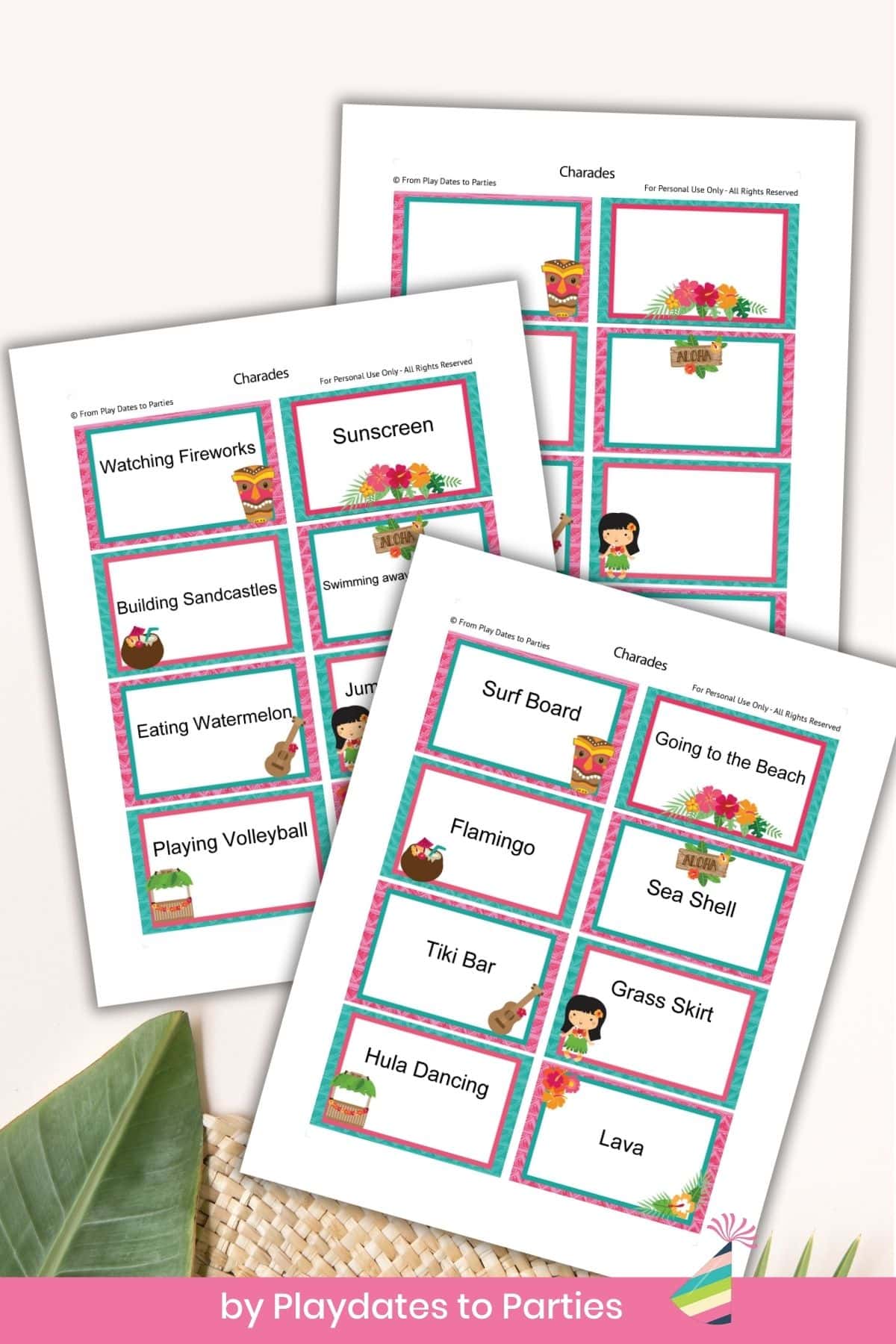 Printable Luau Charades Cards