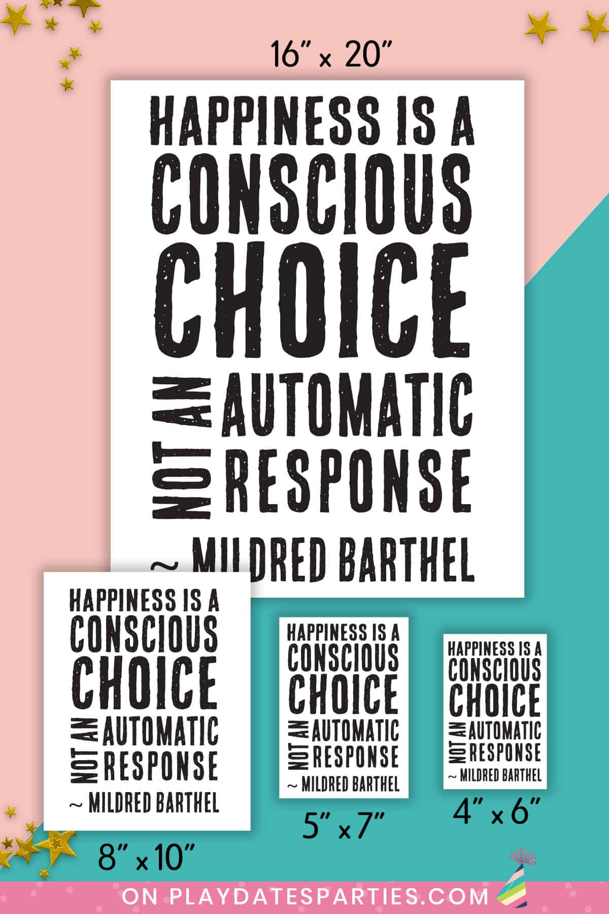 Motivational Art Print - Happiness is a Conscious Choice (Barthel Quote)