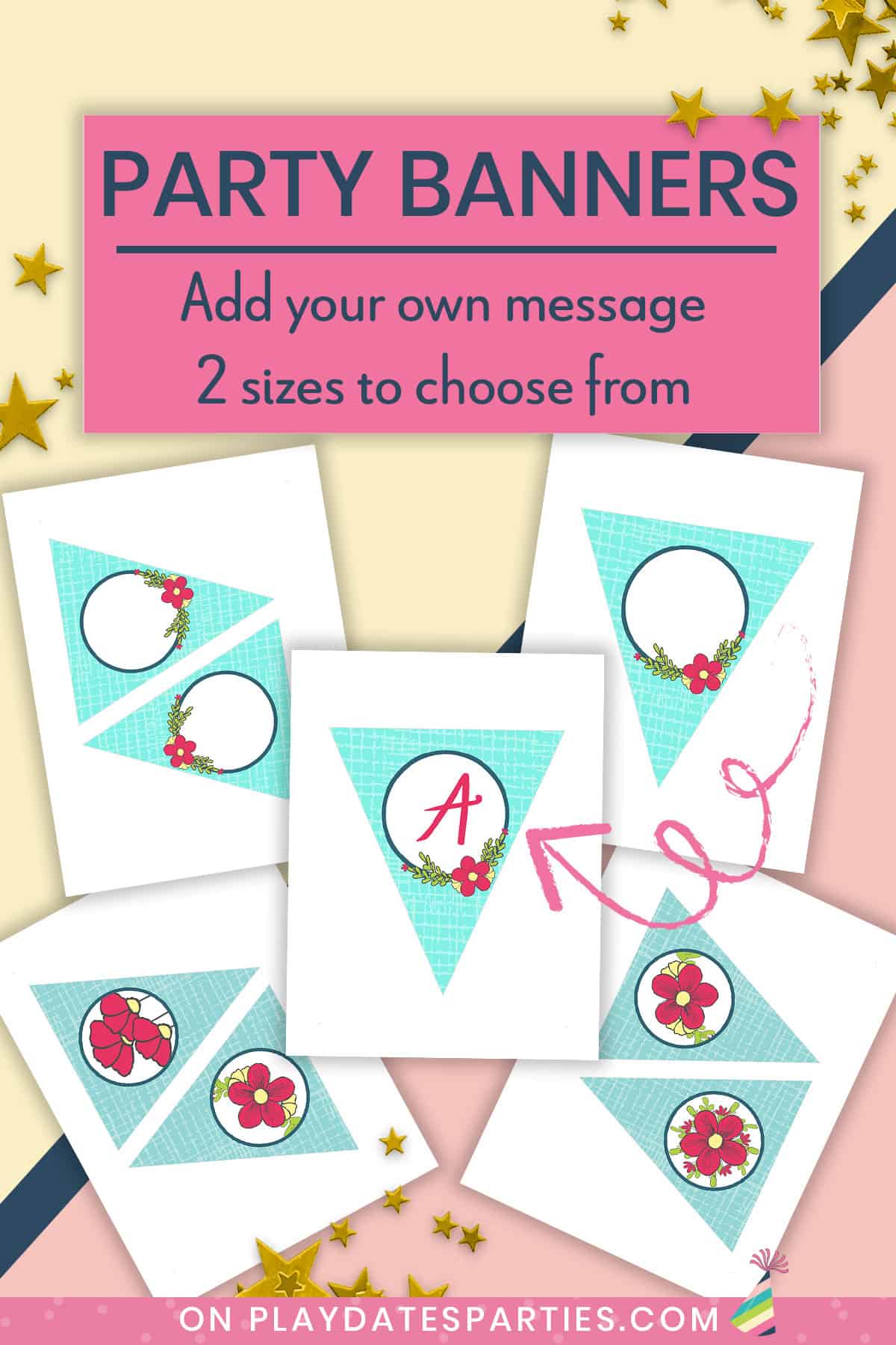 Blue and Pink Poppy Party Printables (Lite Package with Triangle Banners)