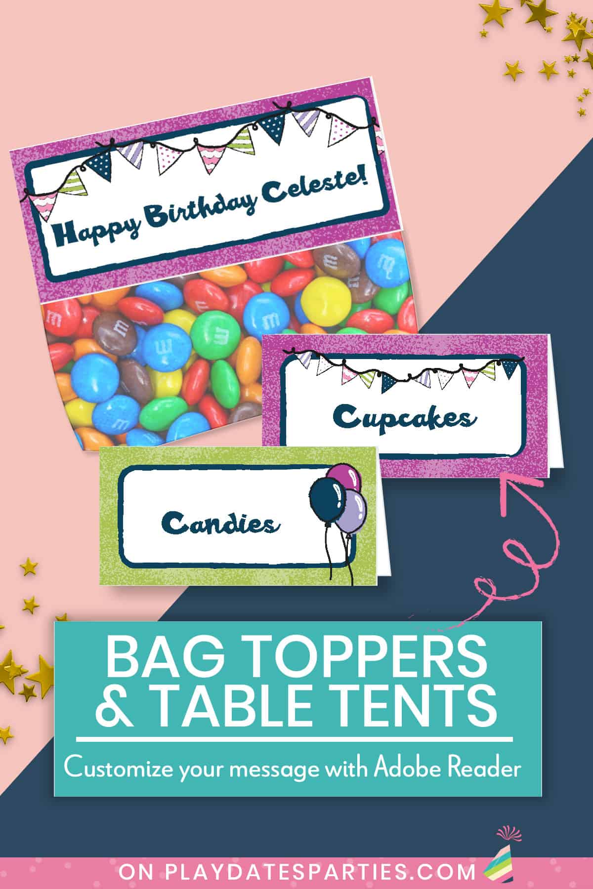 Hand Drawn Buntings and Balloons Birthday Party Printables (Lite Package - Triangles)