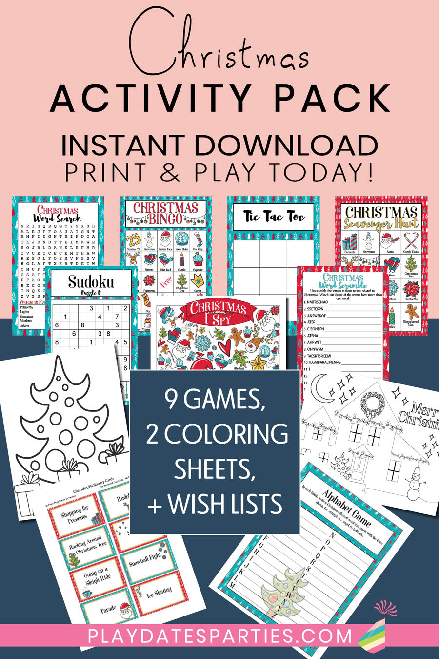 Merry & Bright Christmas Party Printables (Giant Bundle!)