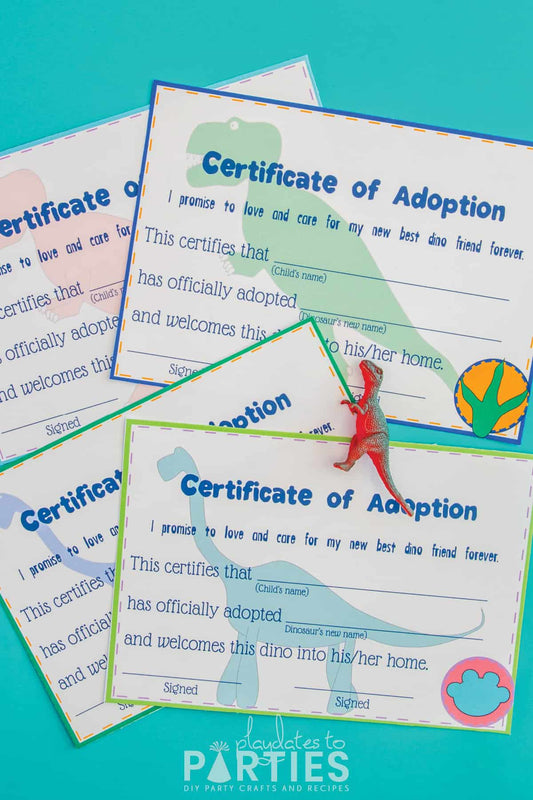 Dinosaur Adoption Party Printables