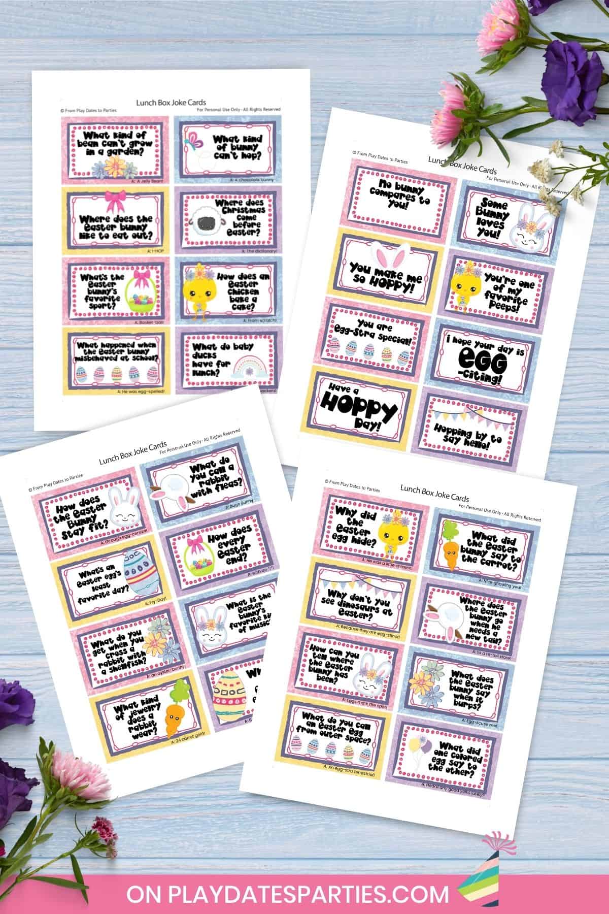 Easter Lunch Box Joke Cards and Love Notes