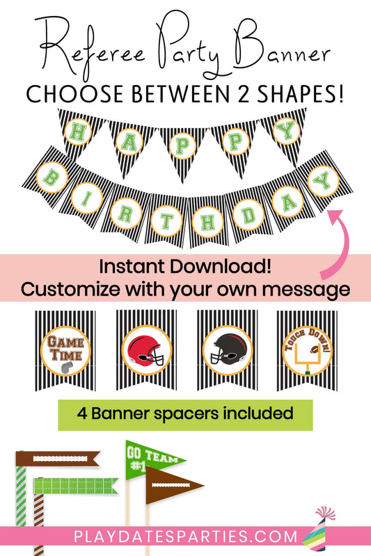 Referee Football Party Banner (Instant Download + Editable)