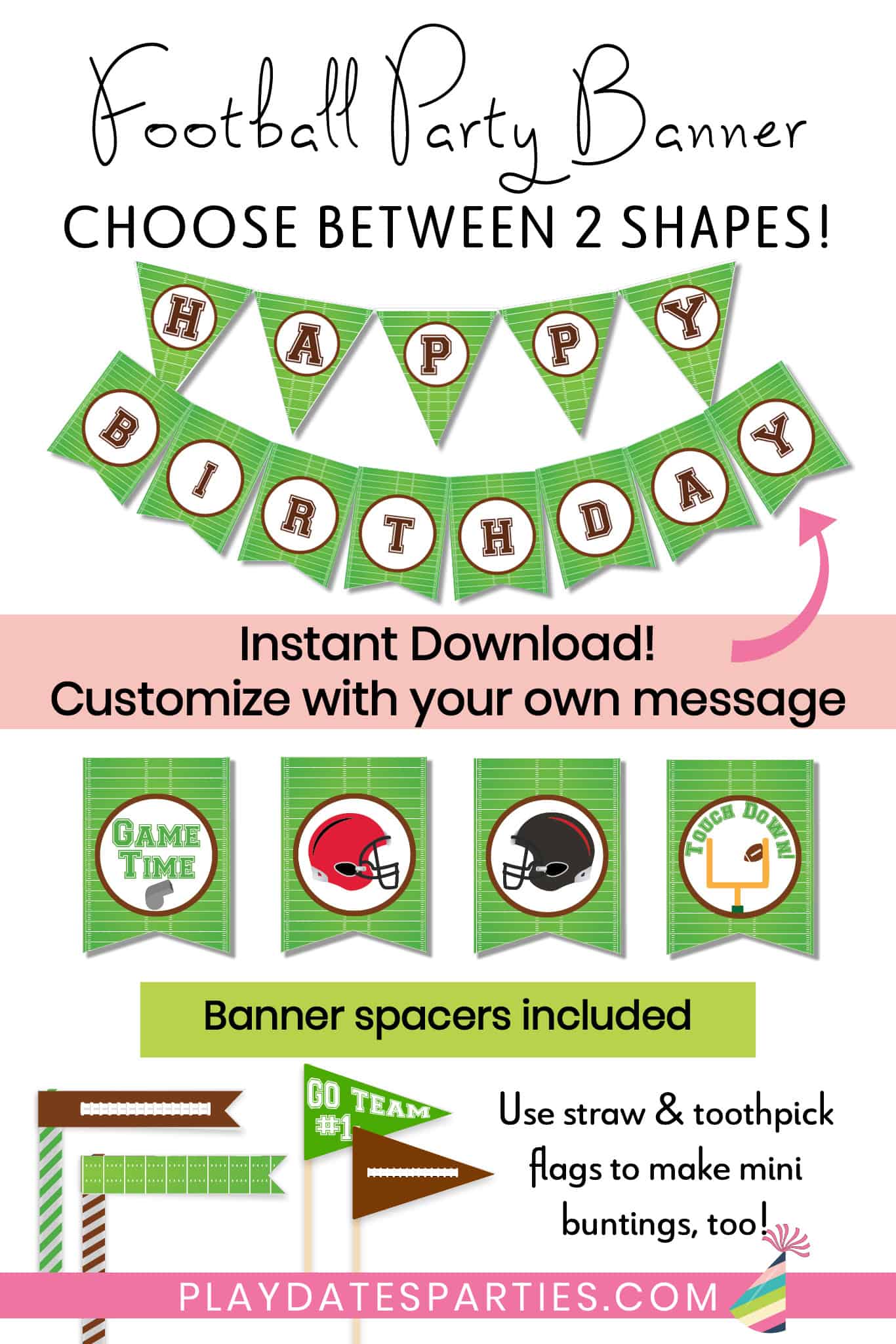 Football Field Party Banner (Instant Download + Editable)