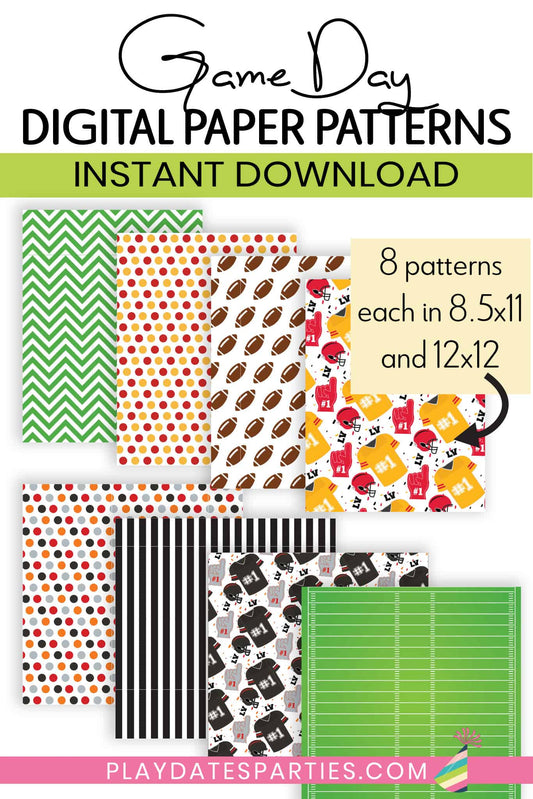 Game Day Digital Paper Patterns