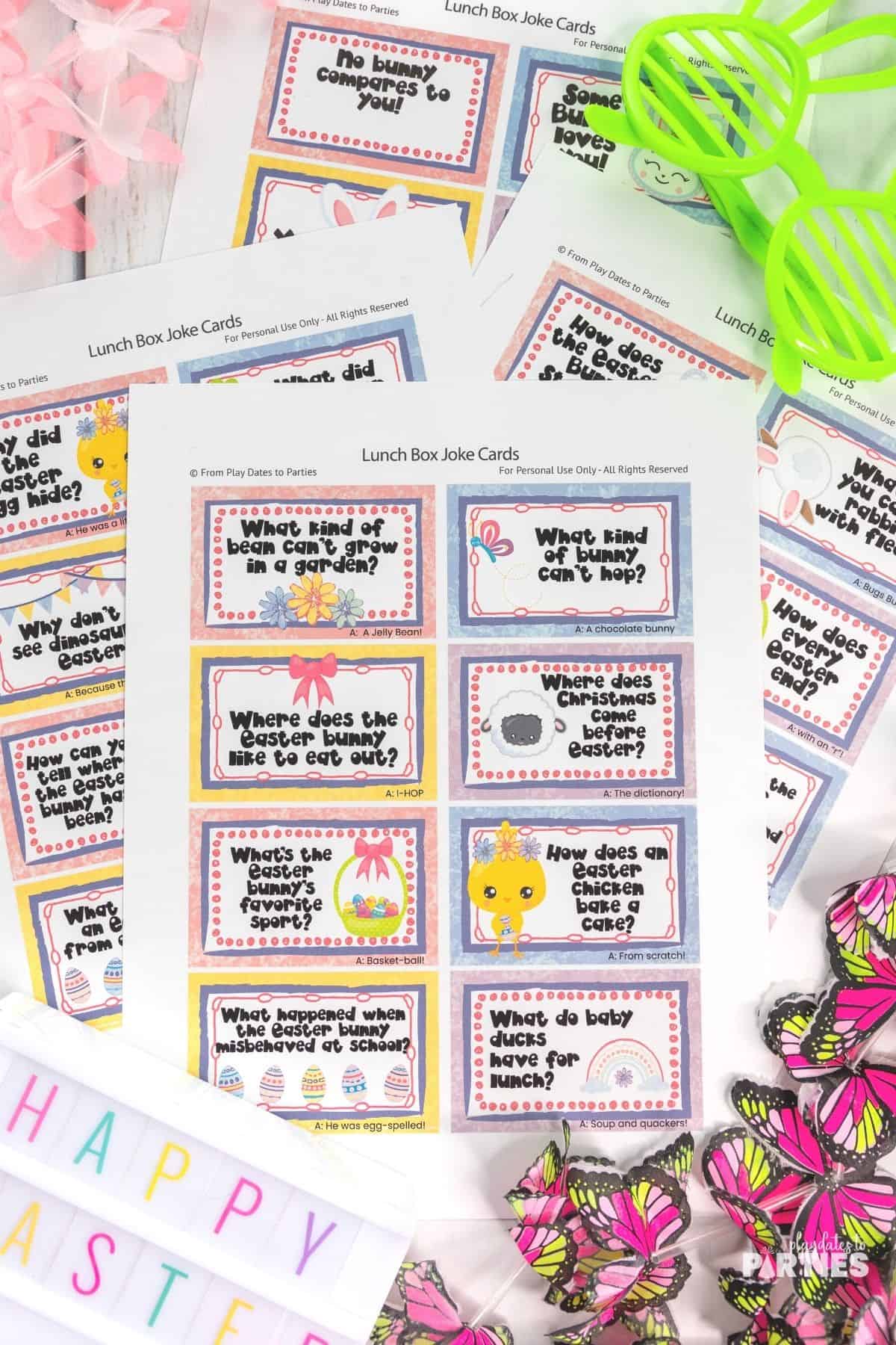 Easter Lunch Box Joke Cards and Love Notes