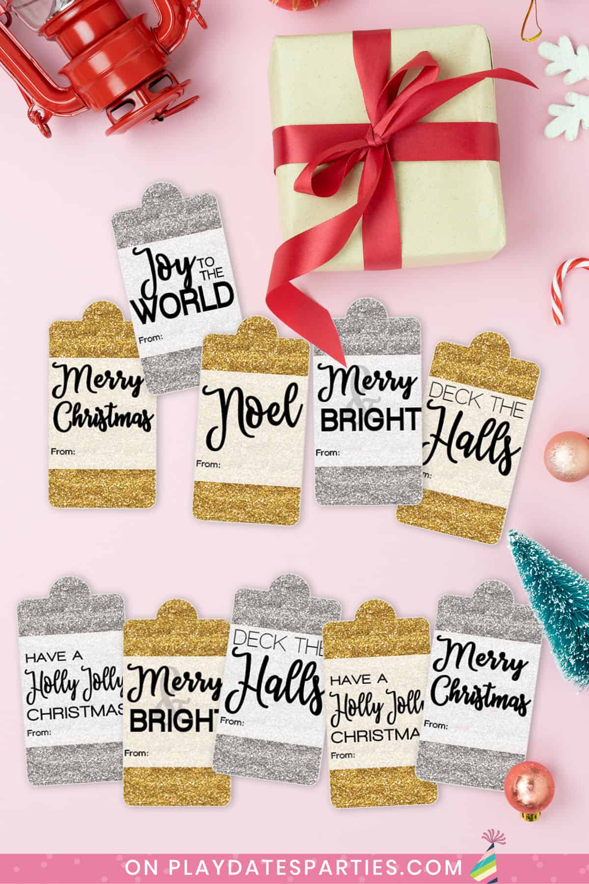 Printable Christmas Gift Tags - Gold and Silver Glitter