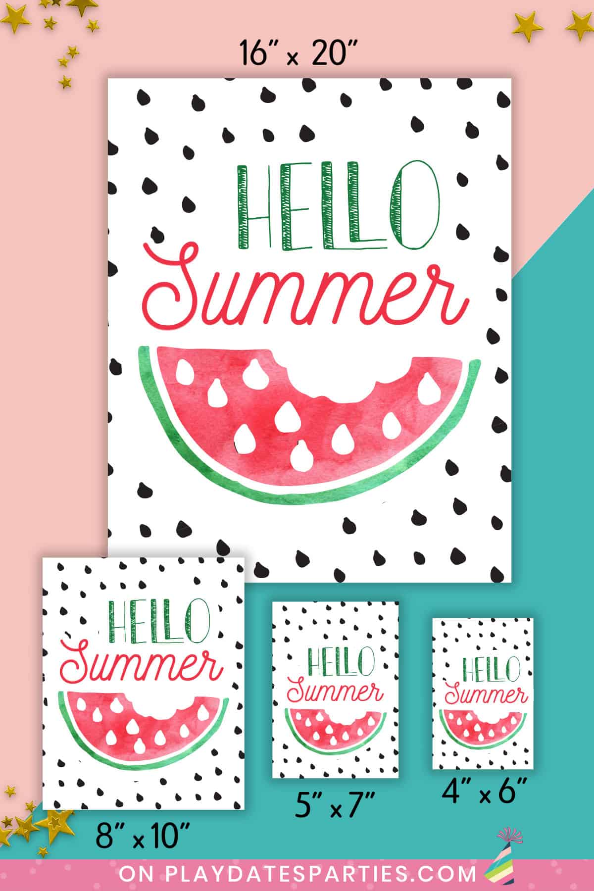 Hello Summer Watermelon Art Print
