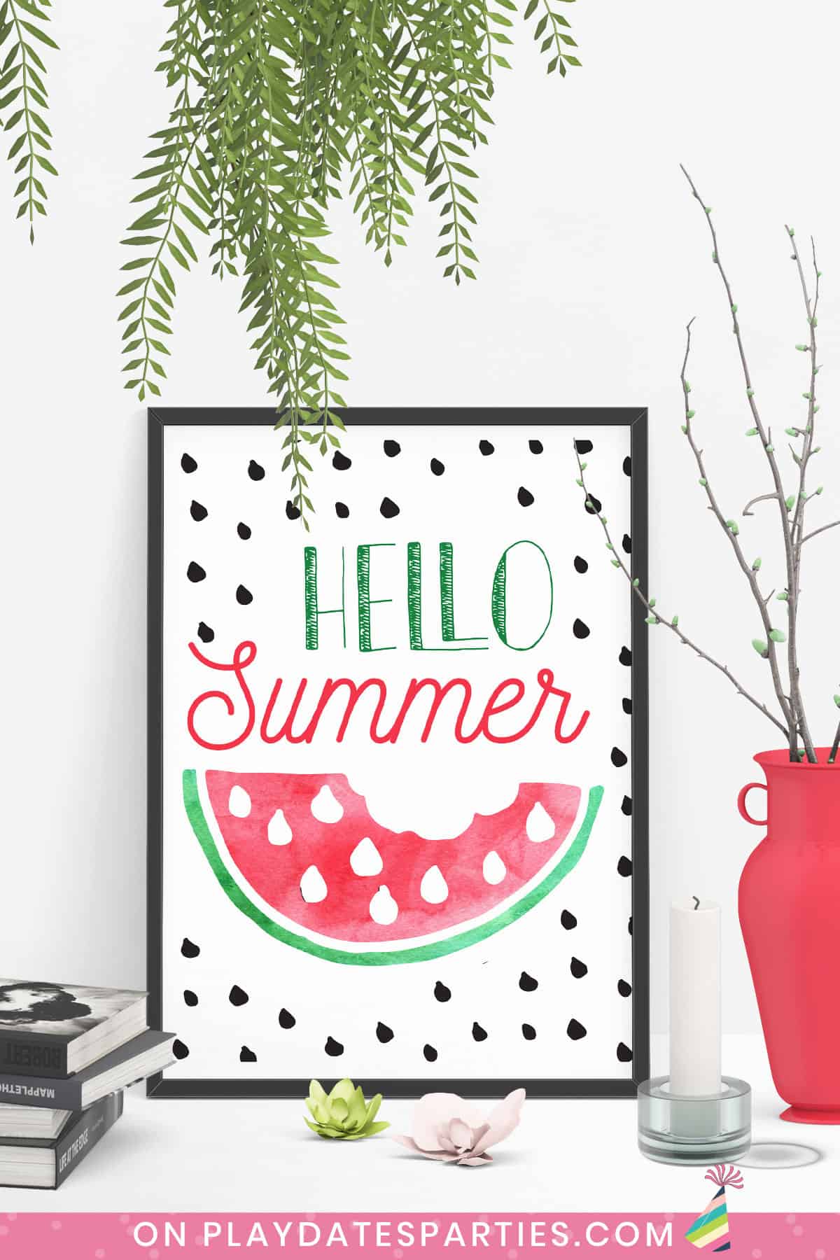 Hello Summer Watermelon Art Print