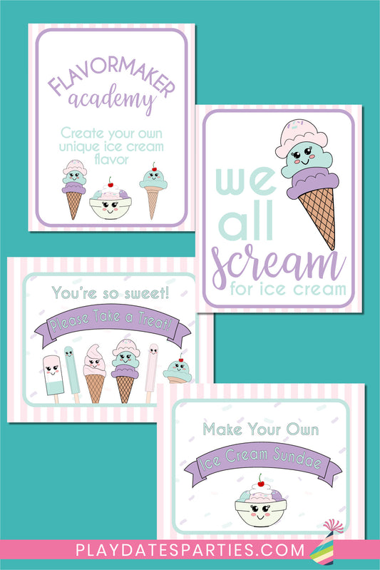 Ice Cream Party Signs