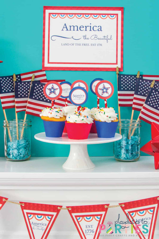 America the Beautiful July 4th Party Printables (Mini Package)