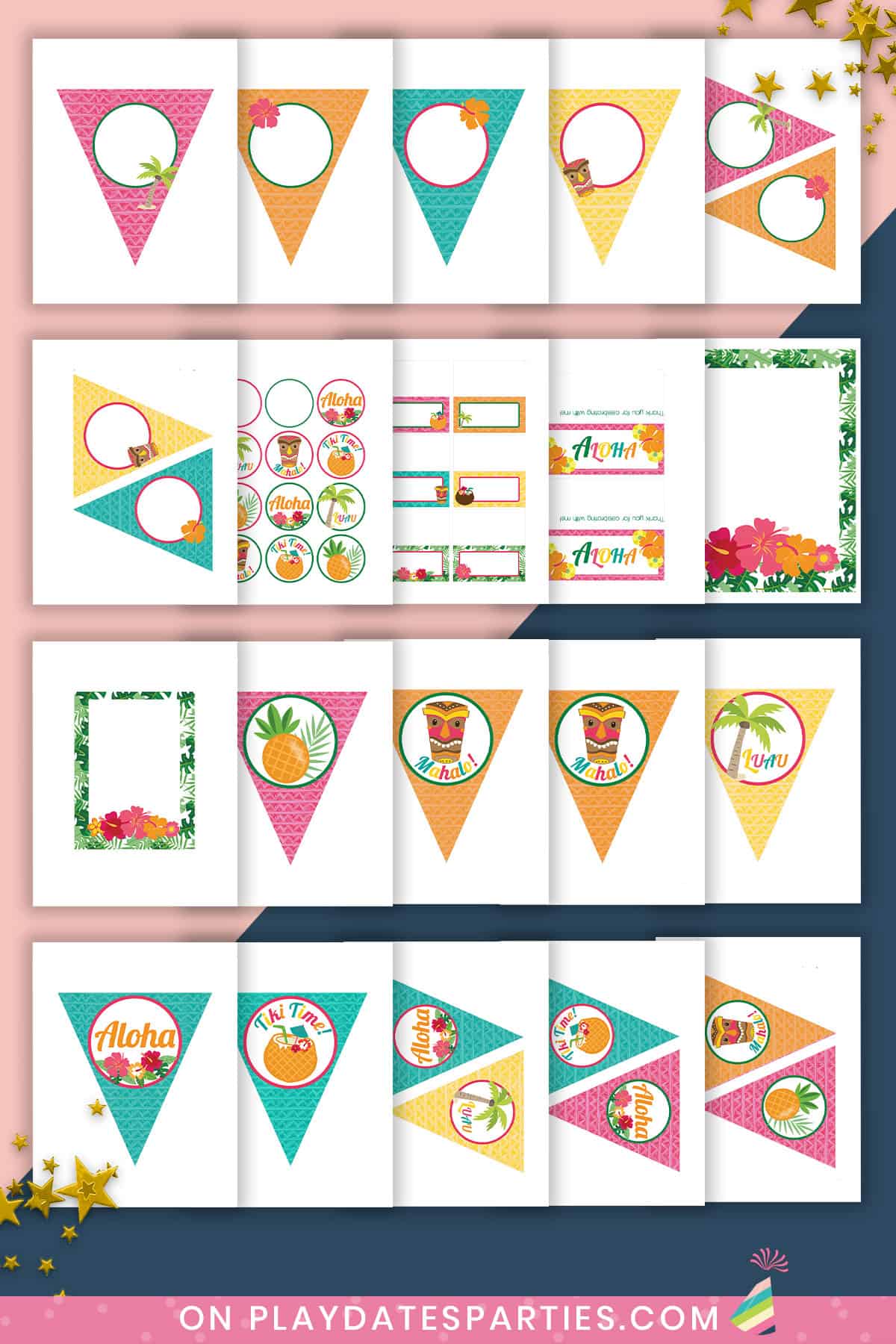 Luau Party Printables (Lite Package with Triangle Banners)