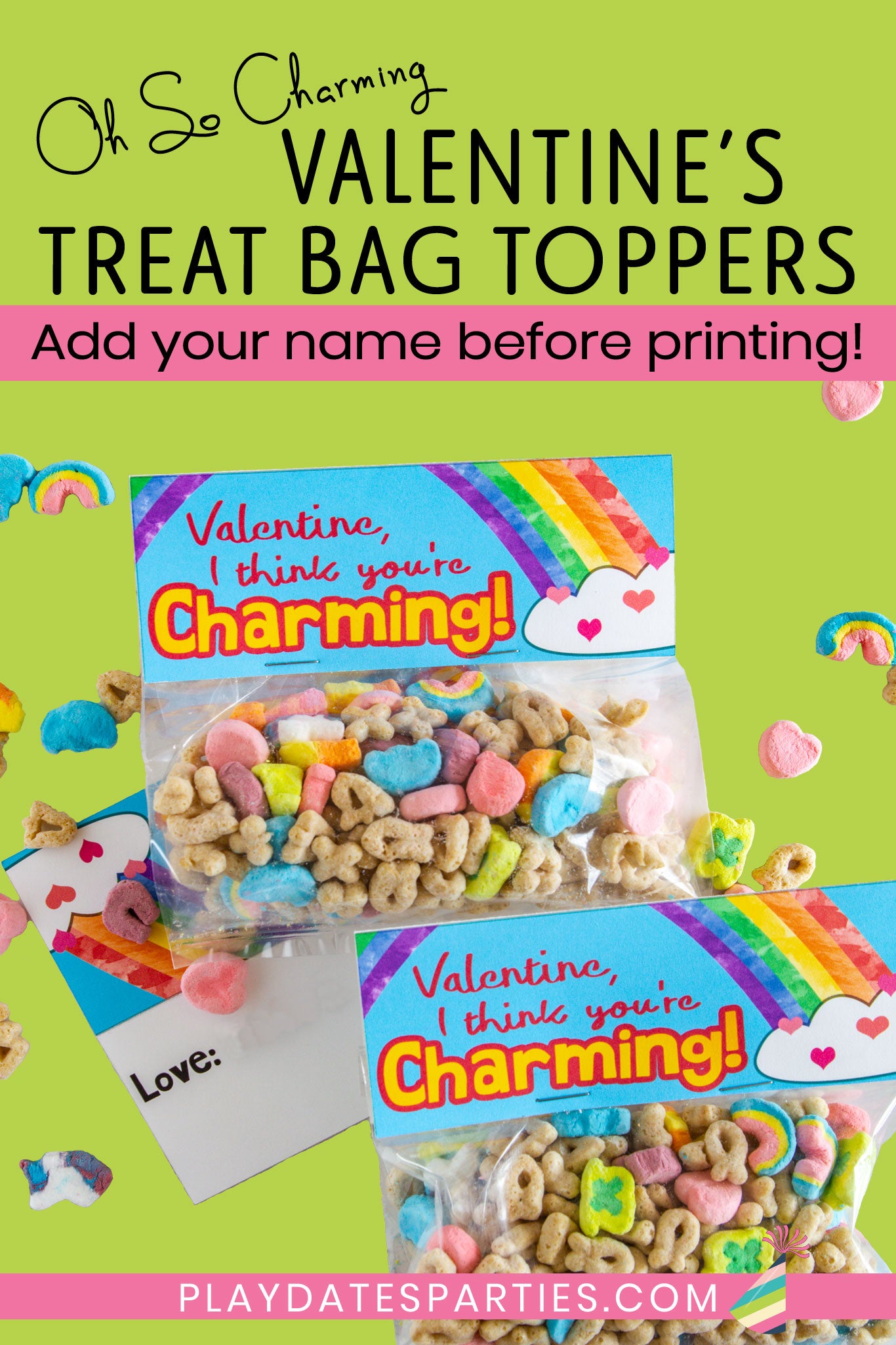 Oh So Charming Valentine's Day Treat Bag Toppers