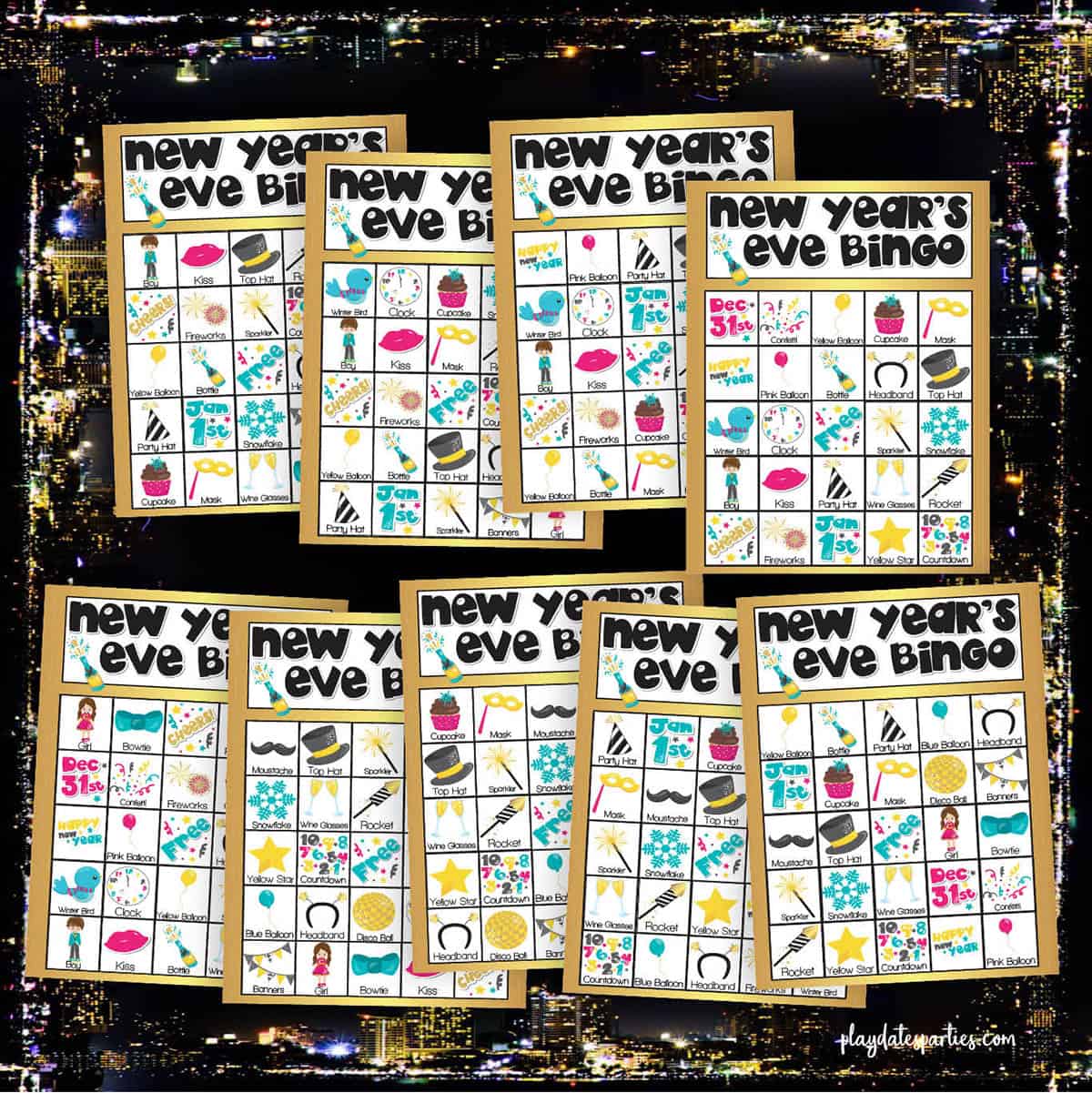 New Year's Eve Bingo Cards (Full Page Cards)