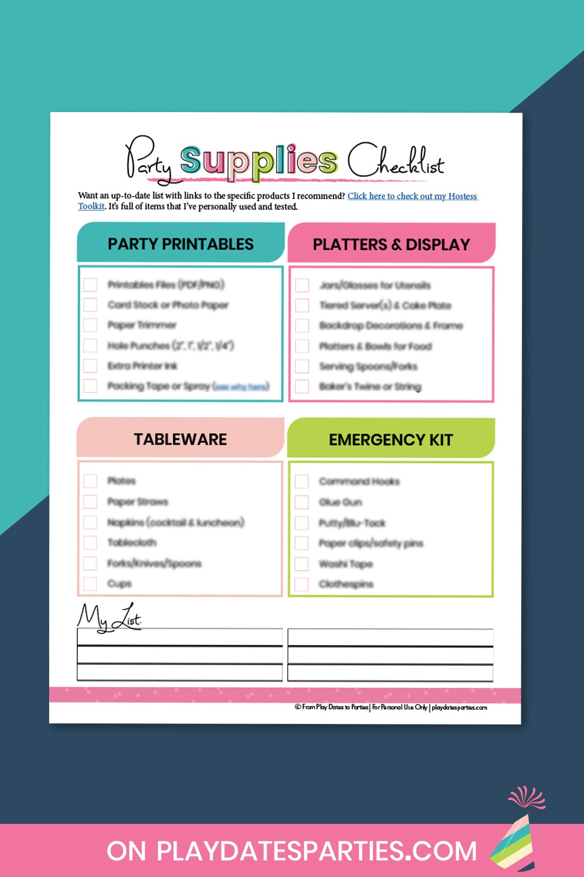 Party Supplies Checklist
