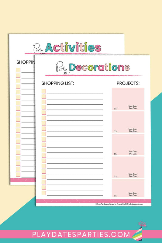 Party Shopping List (Decor and Activities)