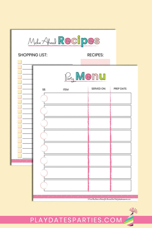 Party Menu Planner and Shopping List