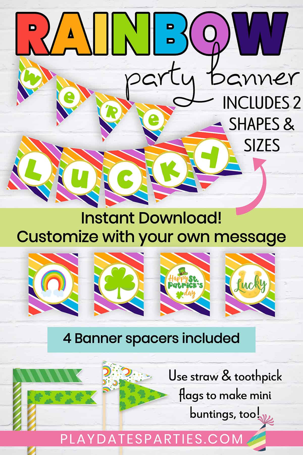 St. Patrick's Day Rainbow Party Banner
