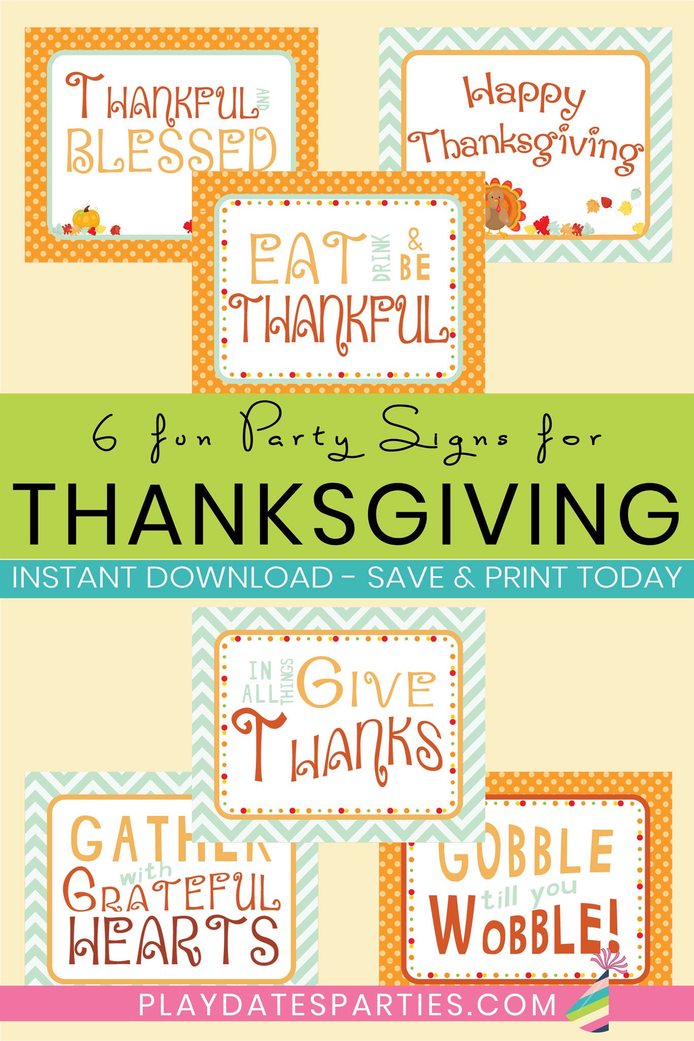 Thanksgiving Party Signs