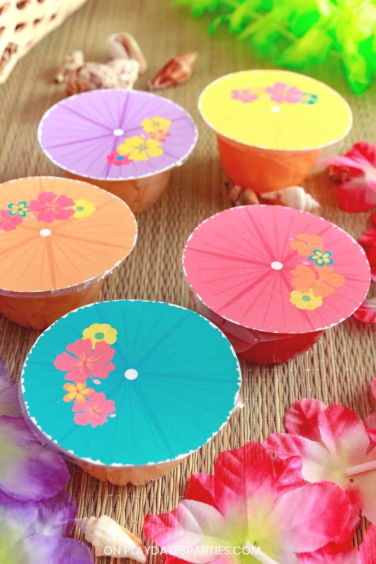 Tropical Umbrella Fruit Cup Labels