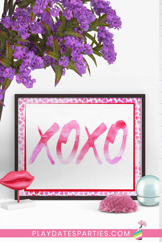 XOXO Pink Watercolor Art Print