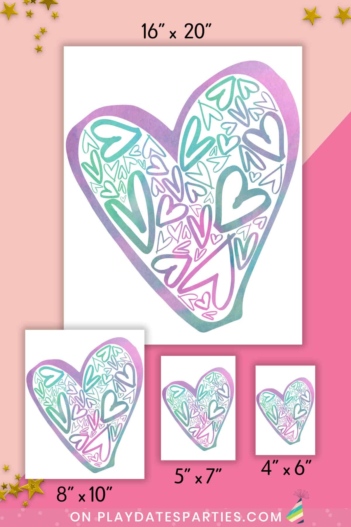 Hearts in Heart Watercolor Art Print