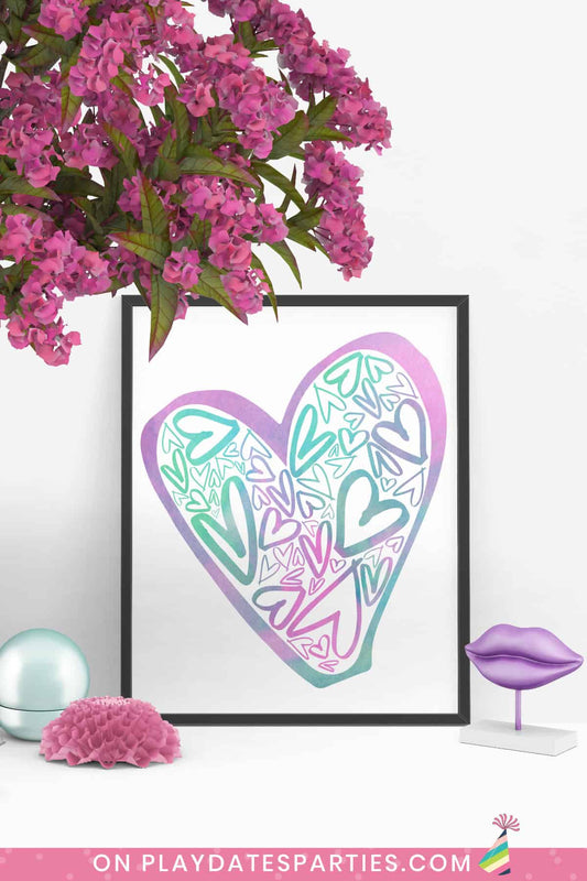 Hearts in Heart Watercolor Art Print