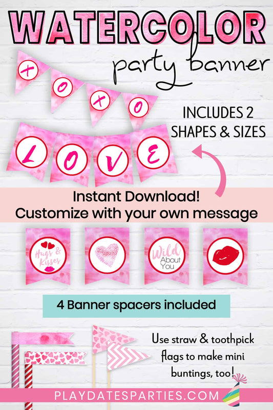 Pink Watercolor Party Banner